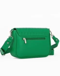 DAVID JONES - Tracolla verde fantasia triangoli con patta e tasca posteriore