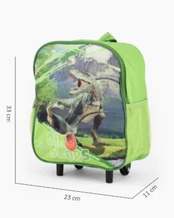 DINOSAURO - Zaino trolley verde con tasche laterali