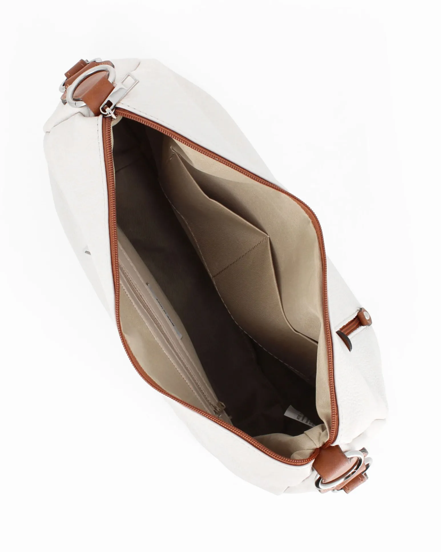 DIVAS - Borsa bianca in VERA PELLE con tasca frontale e tracolla nastro - MADE IN ITALY