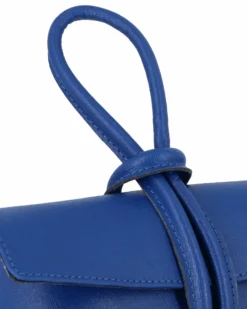 DIVAS - Borsa bracciale blu elettrico con catena oro VERA PELLE, MADE IN ITALY