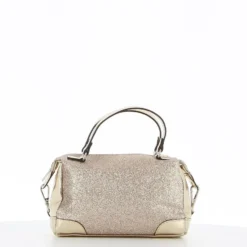 DIVAS - Borsa glitter nude con due manici e tracolla rimovibile, MADE IN ITALY