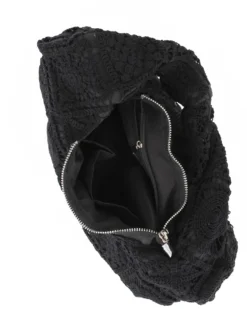 DIVAS - Borsa hobo in pizzo crochet beige