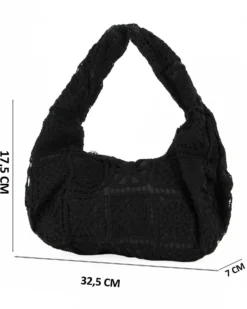 DIVAS - Borsa hobo in pizzo crochet nero