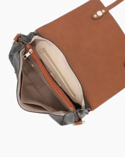 DIVAS - Borsa nera modello postina VERA PELLE - MADE IN ITALY