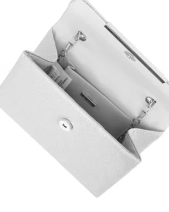 DIVAS - Borsa pochette argento con manico in metallo