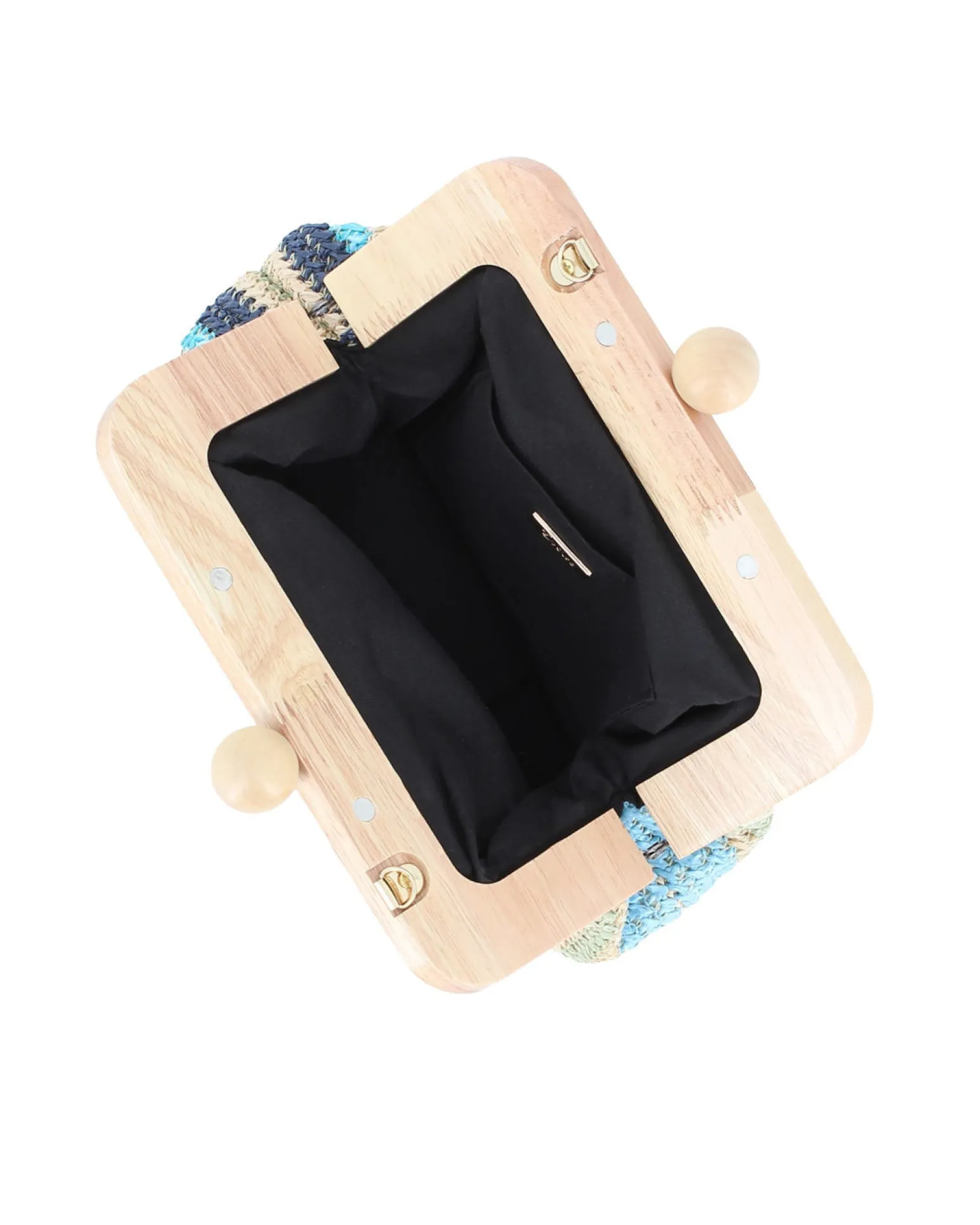 DIVAS - Borsa pochette in paglia multicolor con stecca in legno