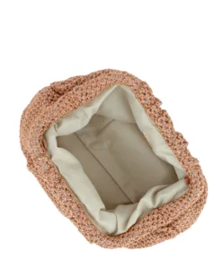 DIVAS - Borsa pochette marrone intrecciata effetto paglia