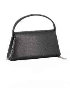 DIVAS - Borsa pochette nera da cerimonia con manico e catena metallo