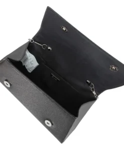 DIVAS - Borsa pochette nera da cerimonia con manico e catena metallo