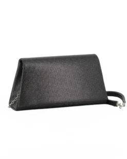 DIVAS - Borsa pochette nera da cerimonia con manico e catena metallo