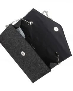 DIVAS - Borsa pochette nera in lurex con manico gioiello