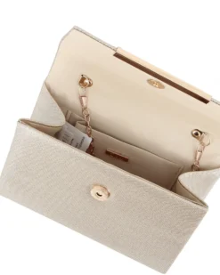 DIVAS - Borsa pochette platino con manico in metallo