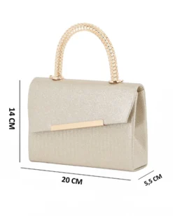 DIVAS - Borsa pochette platino con manico in metallo
