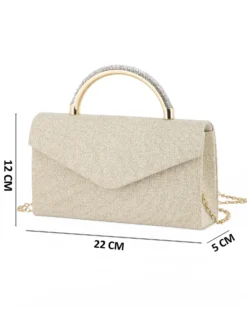 DIVAS - Borsa pochette platino in lurex con manico gioiello