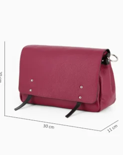 DIVAS - Borsa rubino modello postina VERA PELLE, MADE IN ITALY