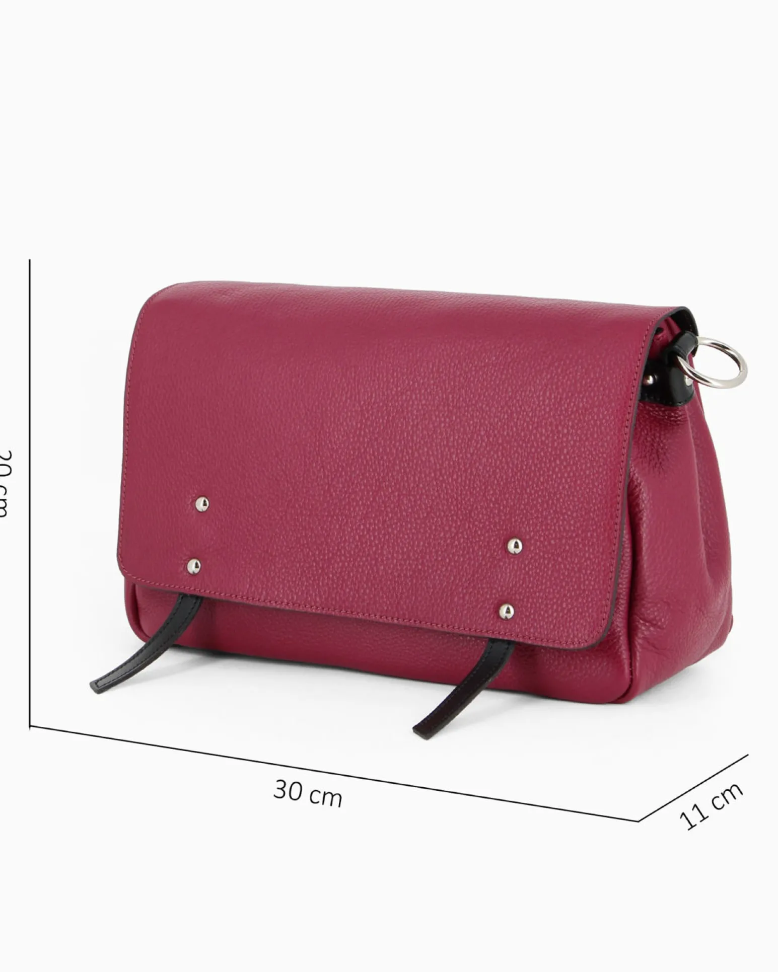 DIVAS - Borsa rubino modello postina VERA PELLE, MADE IN ITALY