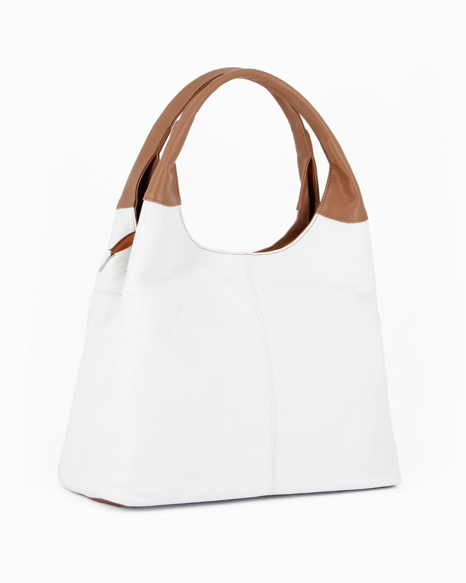 DIVAS - Borsa sacca bianca in VERA PELLE con tasca frontale, tracolla removibile - MADE IN ITALY