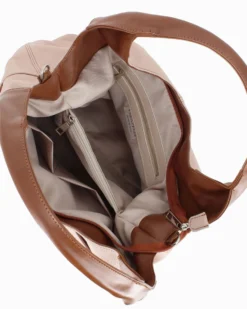 DIVAS - Borsa sacca carne in VERA PELLE con tasca frontale, tracolla removibile - MADE IN ITALY