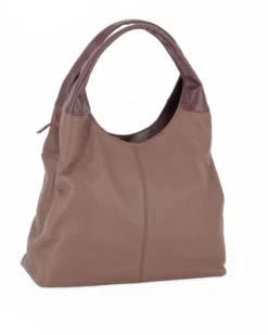 DIVAS - Borsa sacca marrone in VERA PELLE con tasca frontale, tracolla removibile - MADE IN ITALY