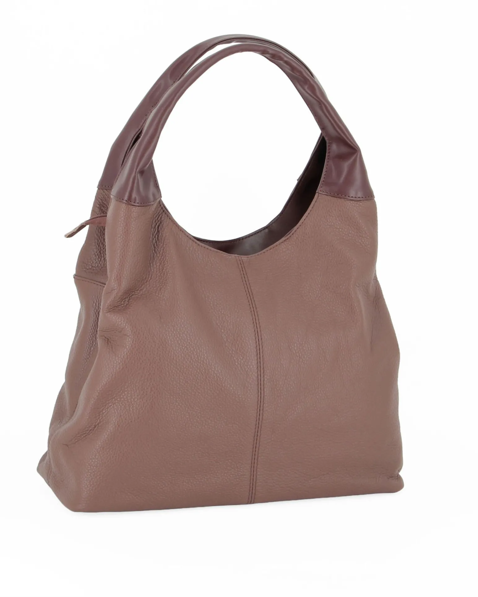 DIVAS - Borsa sacca marrone in VERA PELLE con tasca frontale, tracolla removibile - MADE IN ITALY