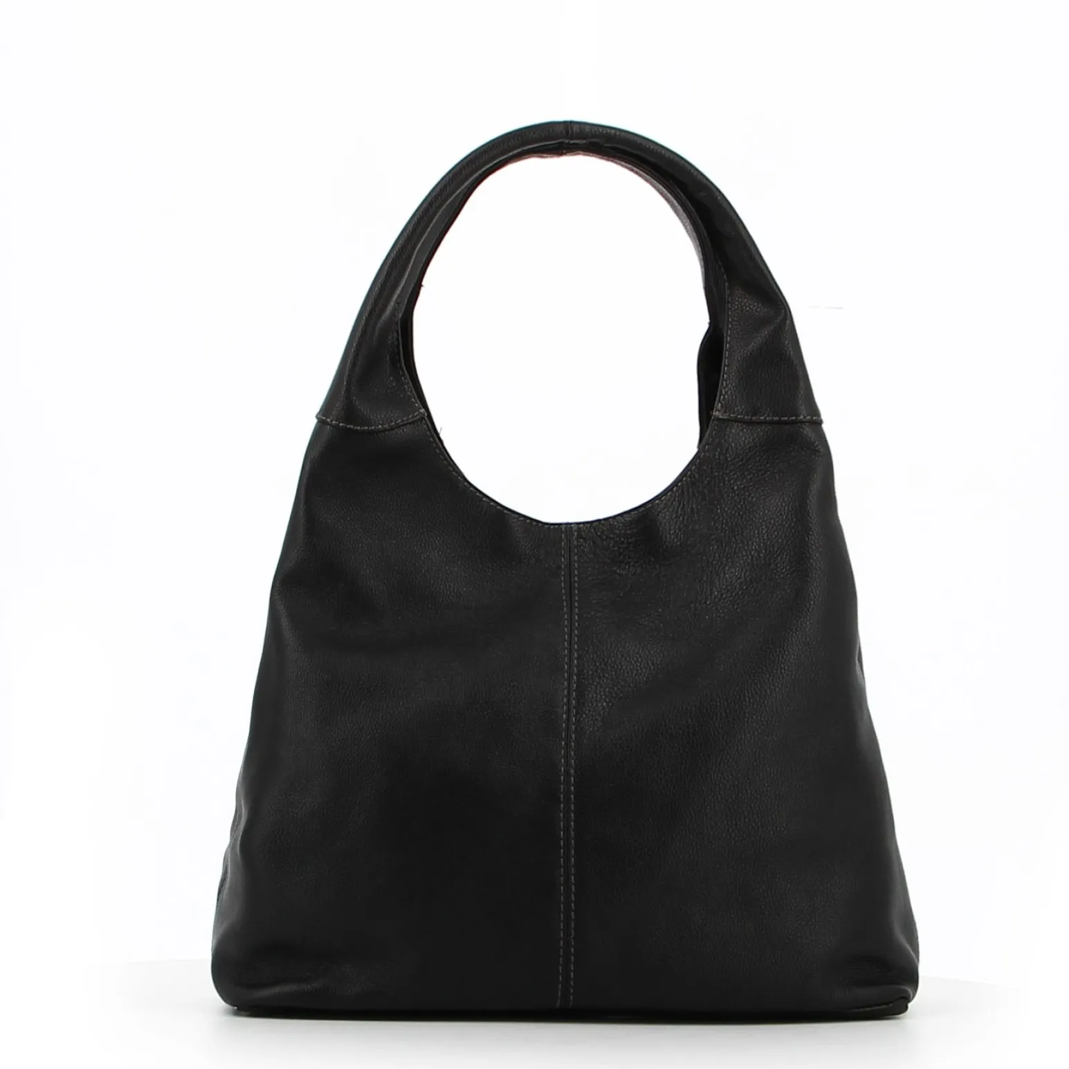 DIVAS - Borsa sacca nera in VERA PELLE con tasca frontale, tracolla removibile - MADE IN ITALY
