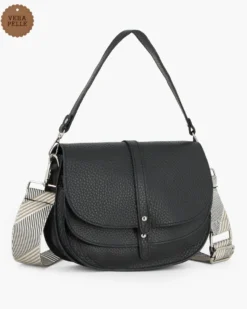 DIVAS - Borsa sella nera in VERA PELLE - MADE IN ITALY