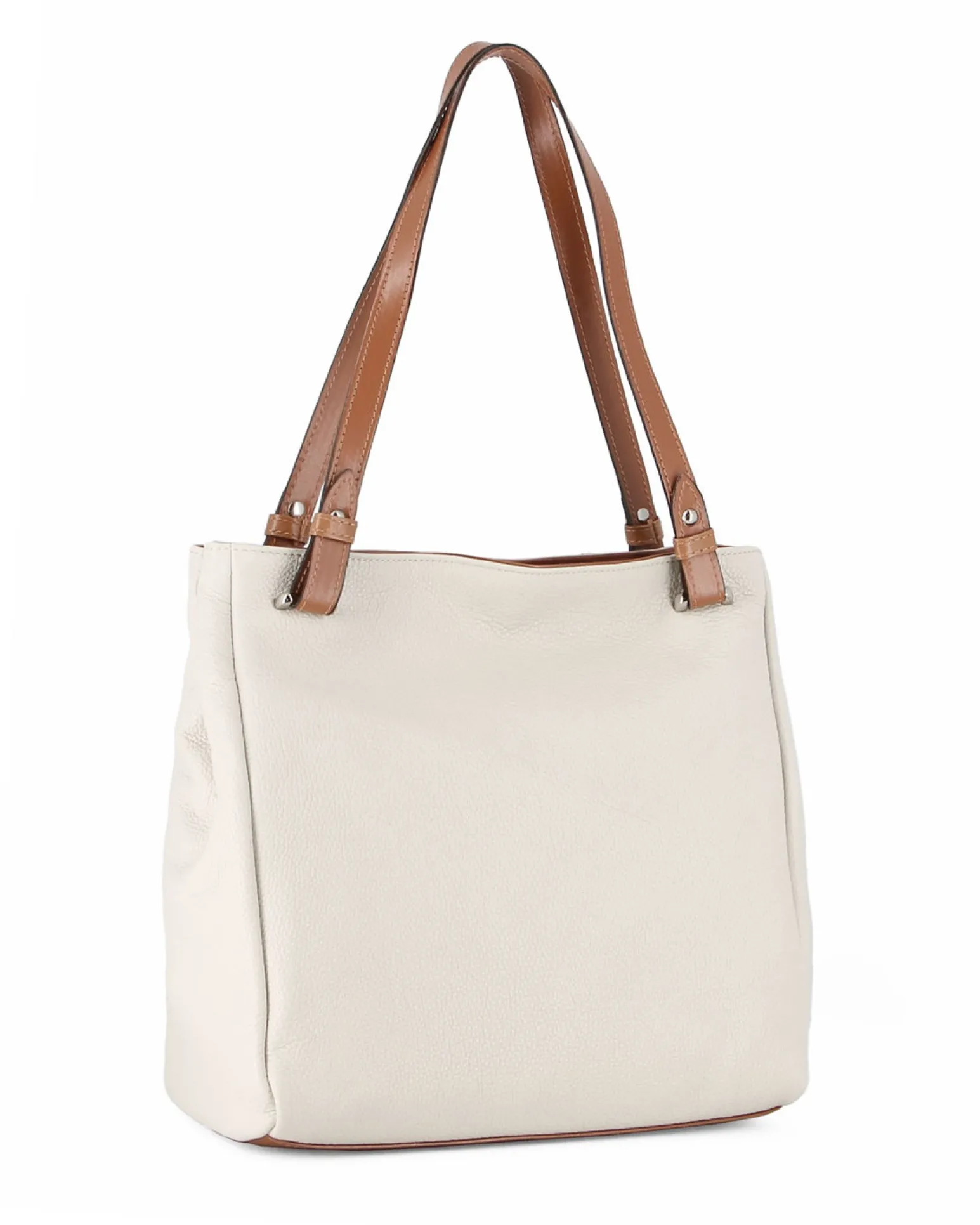 DIVAS - Borsa shopping beige tre scomparti VERA PELLE - MADE IN ITALY