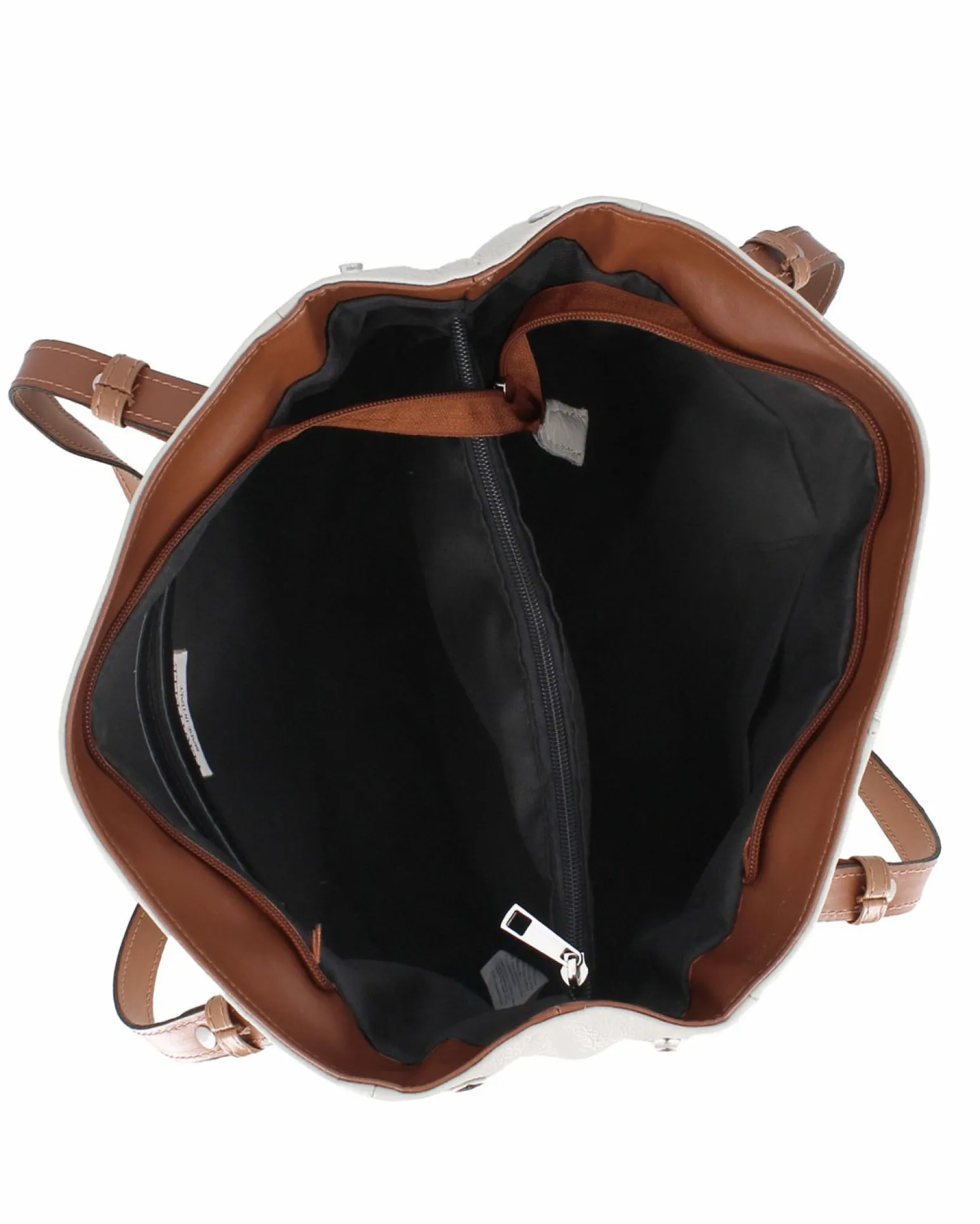 DIVAS - Borsa shopping beige tre scomparti VERA PELLE - MADE IN ITALY
