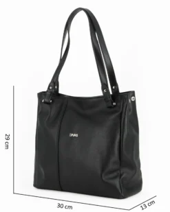 DIVAS - Borsa shopping nera tre scomparti VERA PELLE - MADE IN ITALY