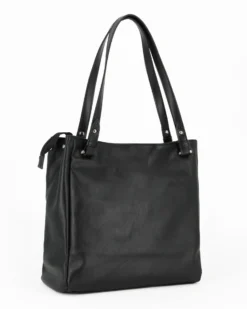 DIVAS - Borsa shopping nera tre scomparti VERA PELLE - MADE IN ITALY