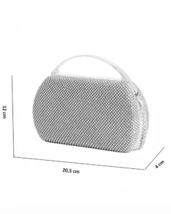 DIVAS - Clutch argento in strass, tracolla removibile