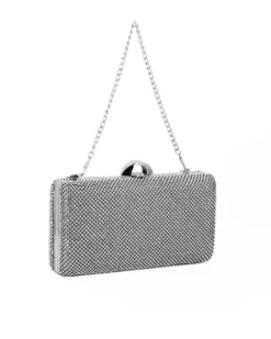 DIVAS - Clutch argento ricoperta di strass con chiusura metallica