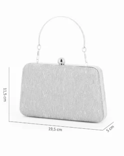 DIVAS - Clutch argento rigida effetto ondulato con manico e pomello