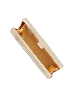 DIVAS - Clutch oro glitterata con righe verticali e chiusura metallica