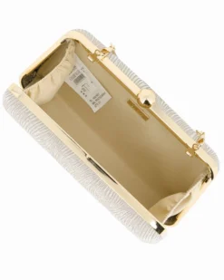 DIVAS - Clutch oro rigida effetto ondulato con manico e pomello