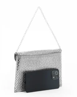 DIVAS - Pochette argento con strass