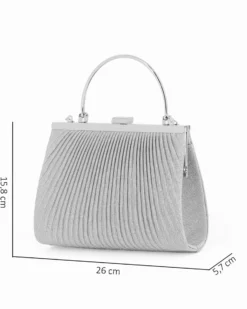 DIVAS - Pochette argento in lurex con chiusra a scatto, tracolla removibile