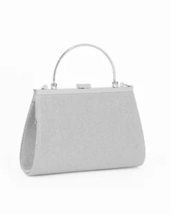 DIVAS - Pochette argento in lurex con chiusra a scatto, tracolla removibile
