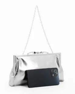 DIVAS - Pochette argento morbida doppio scomparto