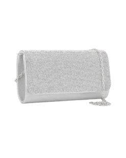 DIVAS -  Pochette argento tutta strass con patta
