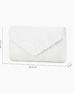 DIVAS - Pochette bianca in pizzo con patta