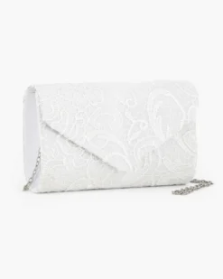 DIVAS - Pochette bianca in pizzo con patta