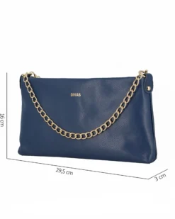 DIVAS - POCHETTE BLU IN PELLE CON CATENA