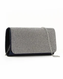 DIVAS -  Pochette blu tutta strass con patta
