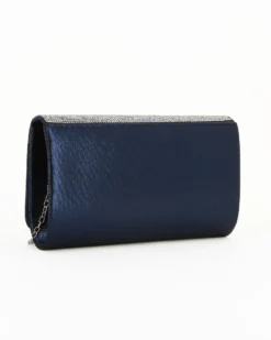 DIVAS -  Pochette blu tutta strass con patta