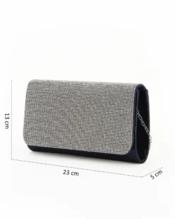 DIVAS -  Pochette blu tutta strass con patta