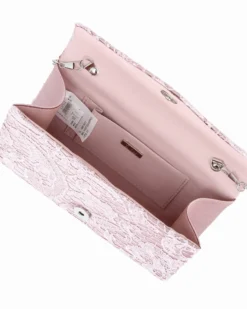 DIVAS - Pochette cipria in pizzo con patta