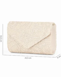 DIVAS - Pochette crema in pizzo con patta