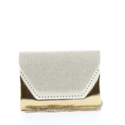 DIVAS- Pochette effetto metalizzato e strass con patta lurex