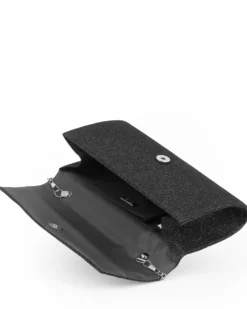 DIVAS - Pochette nera con patta e dettaglio di strass